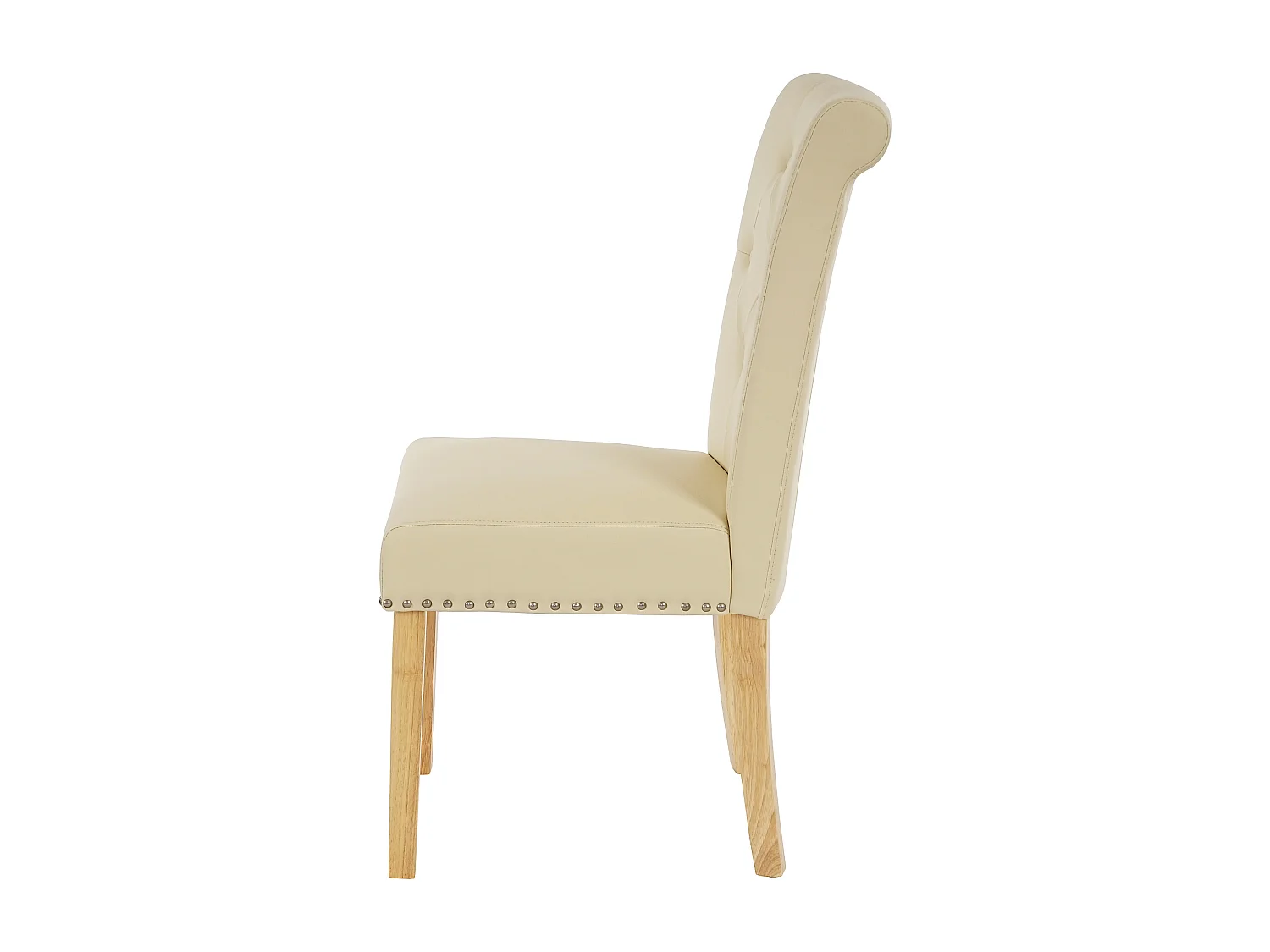 Silla de comedor Chesterfield II (juego de 6),  imitación de cuero, crema, patas ligeras