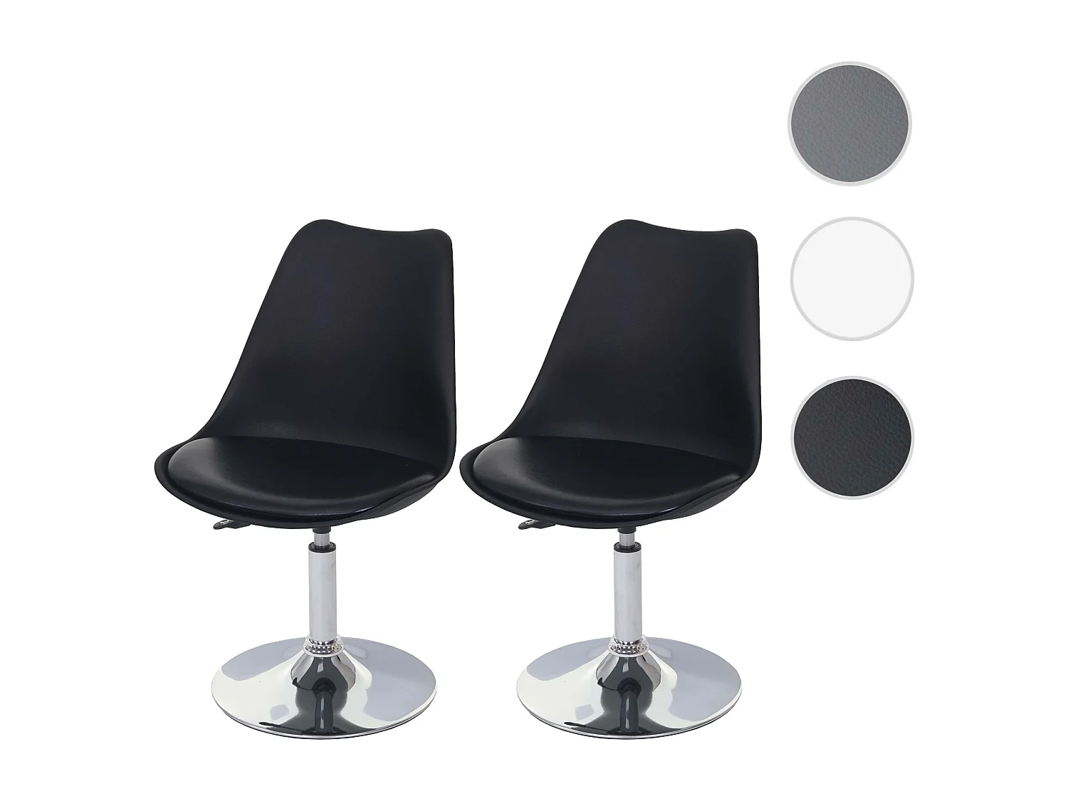 Eetkamerstoel Vaasa T501 (set van 2),  zwart, voet chroom