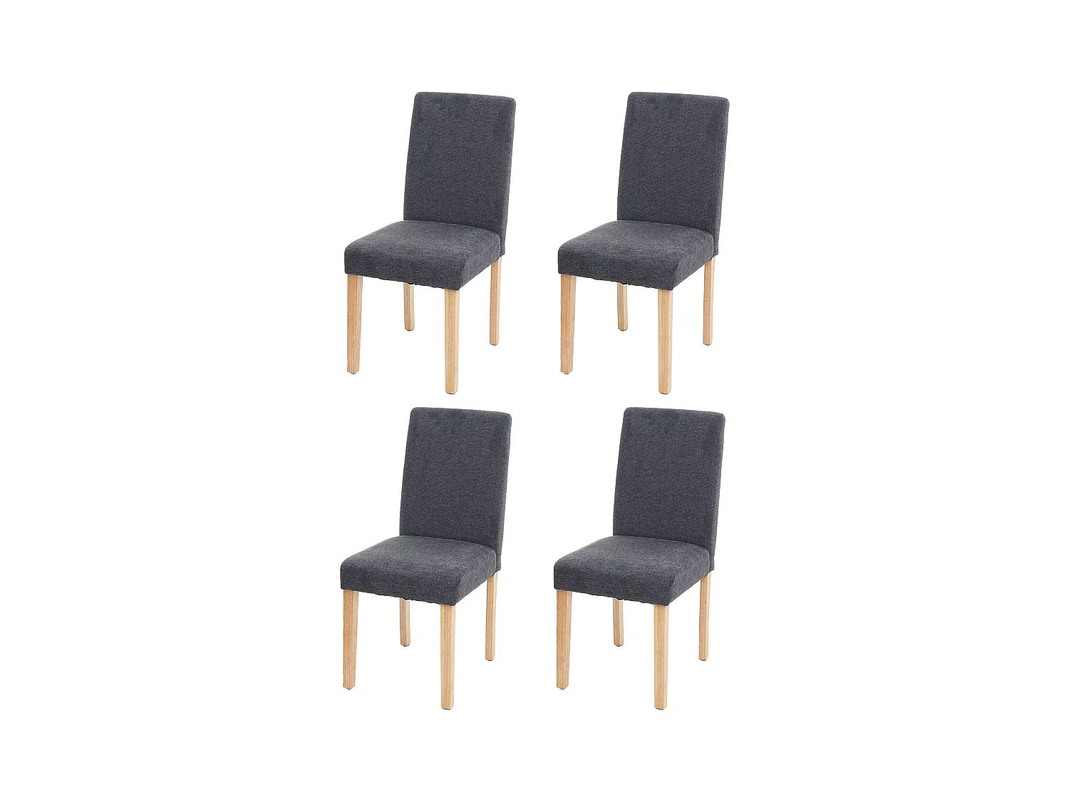 Chaise de salle à manger Littau Schrift (lot de 4),  textile, gris anthracite, pieds clairs