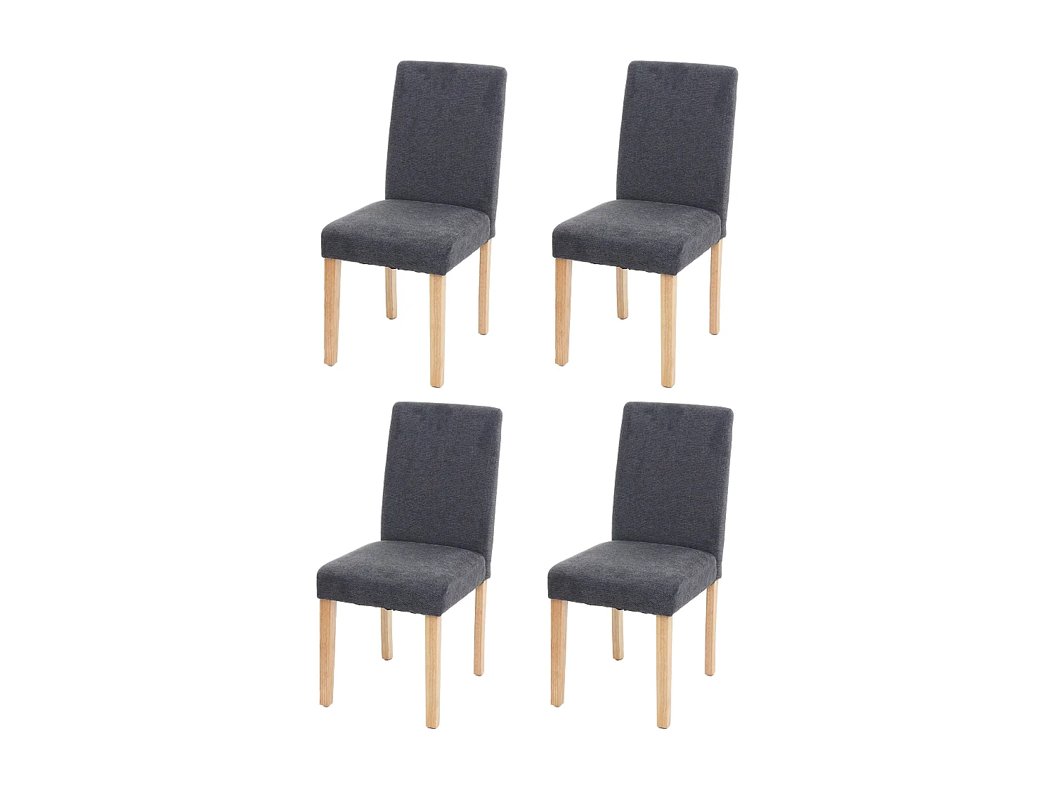 Chaise de salle à manger Littau Schrift (lot de 4),  textile, gris anthracite, pieds clairs