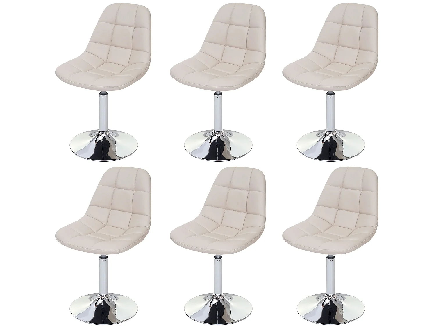 Chaise de salle à manger MCW-A60 (lot de 6),  similicuir crème