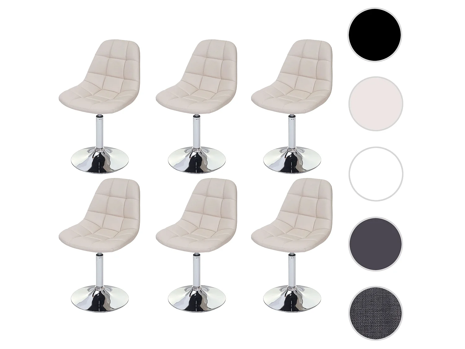 Chaise de salle à manger MCW-A60 (lot de 6),  similicuir crème