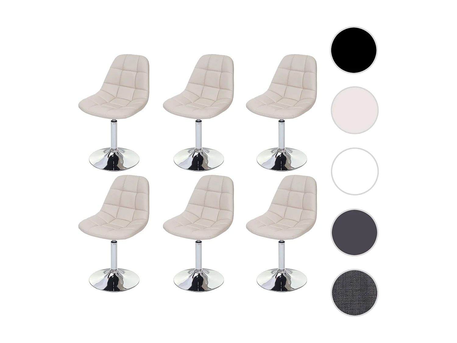 Esszimmerstuhl MCW-A60 (6er-Set), Kunstleder creme