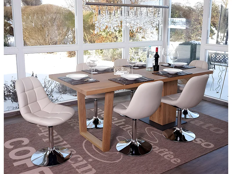 Chaise de salle à manger MCW-A60 (lot de 6),  similicuir crème