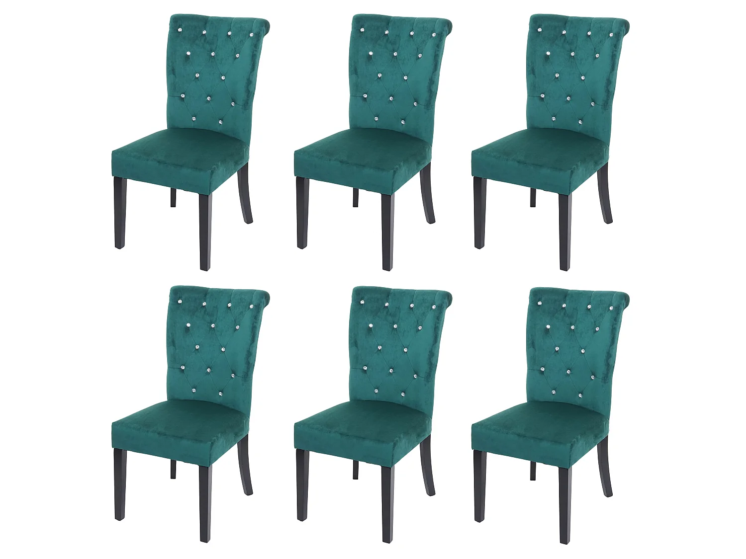 Eetkamerstoel MCW-D22 (set van 6),  donkergroen, zwarte poten