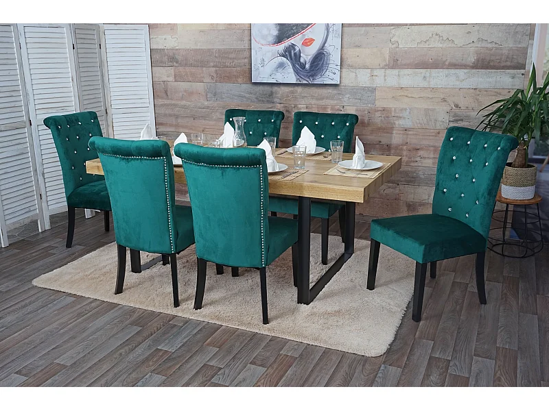 Set 6x sedie per sala da pranzo soggiorno MCW-D22 100x51x64cm velluto verde
