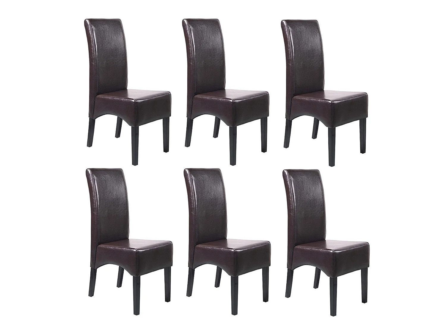 Chaise de salle à manger Crotone (lot de 6),  marron, pieds foncés