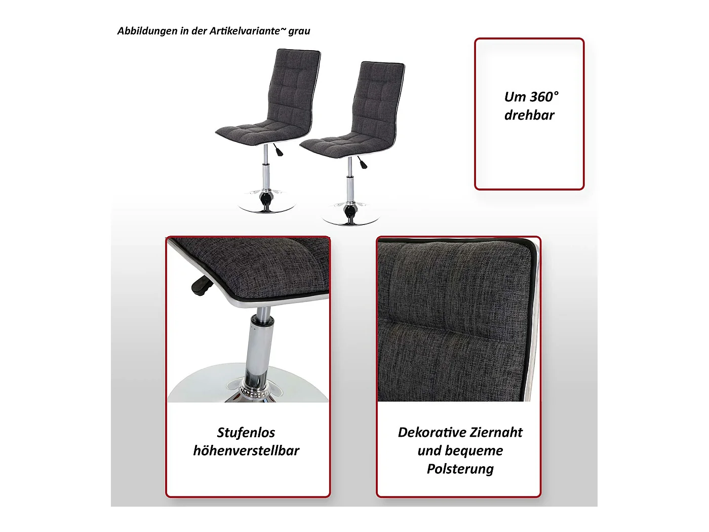 Eetkamerstoel MCW-C41 (set van 2),  creme-grijs