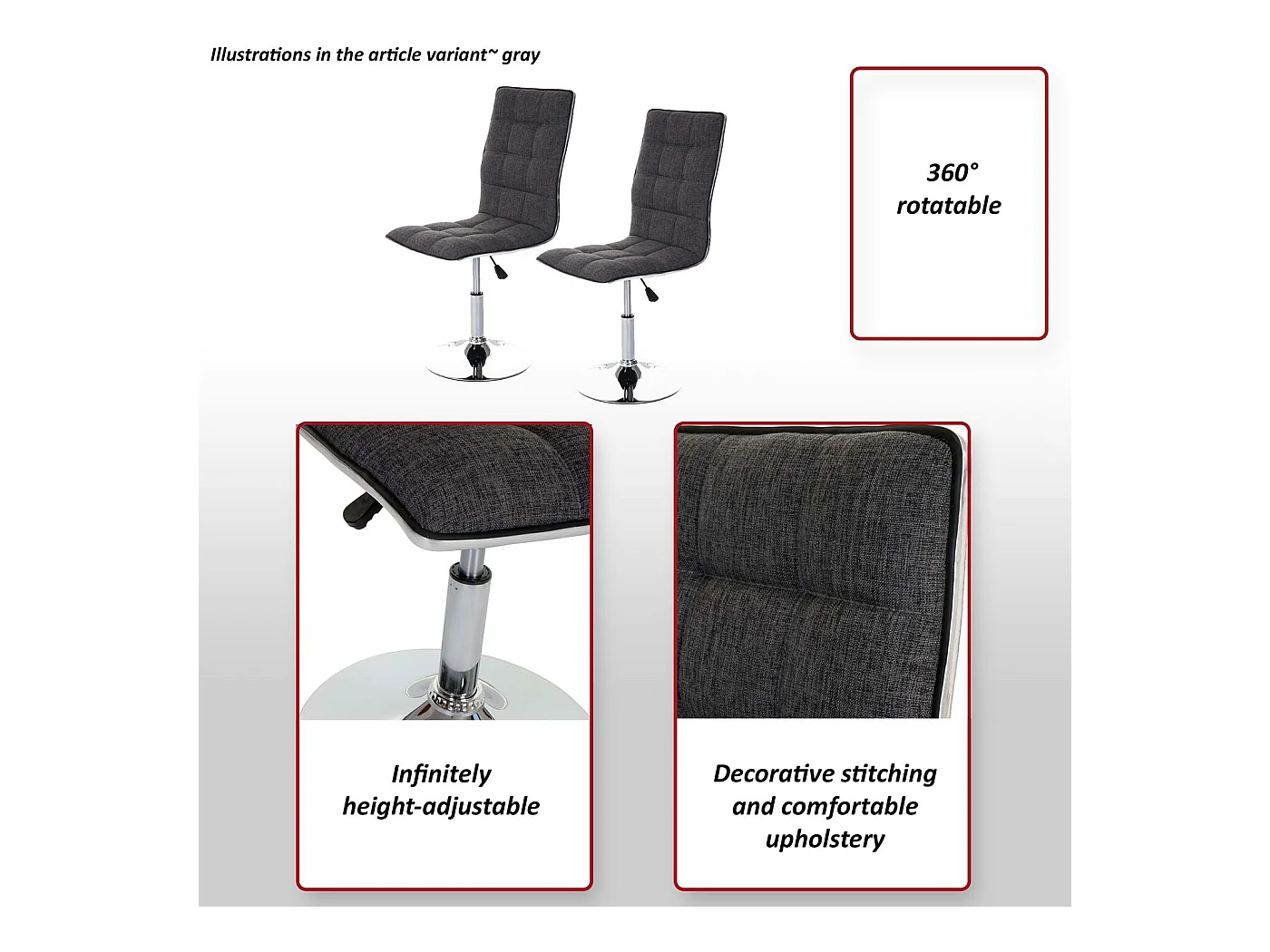 Eetkamerstoel MCW-C41 (set van 2),  creme-grijs