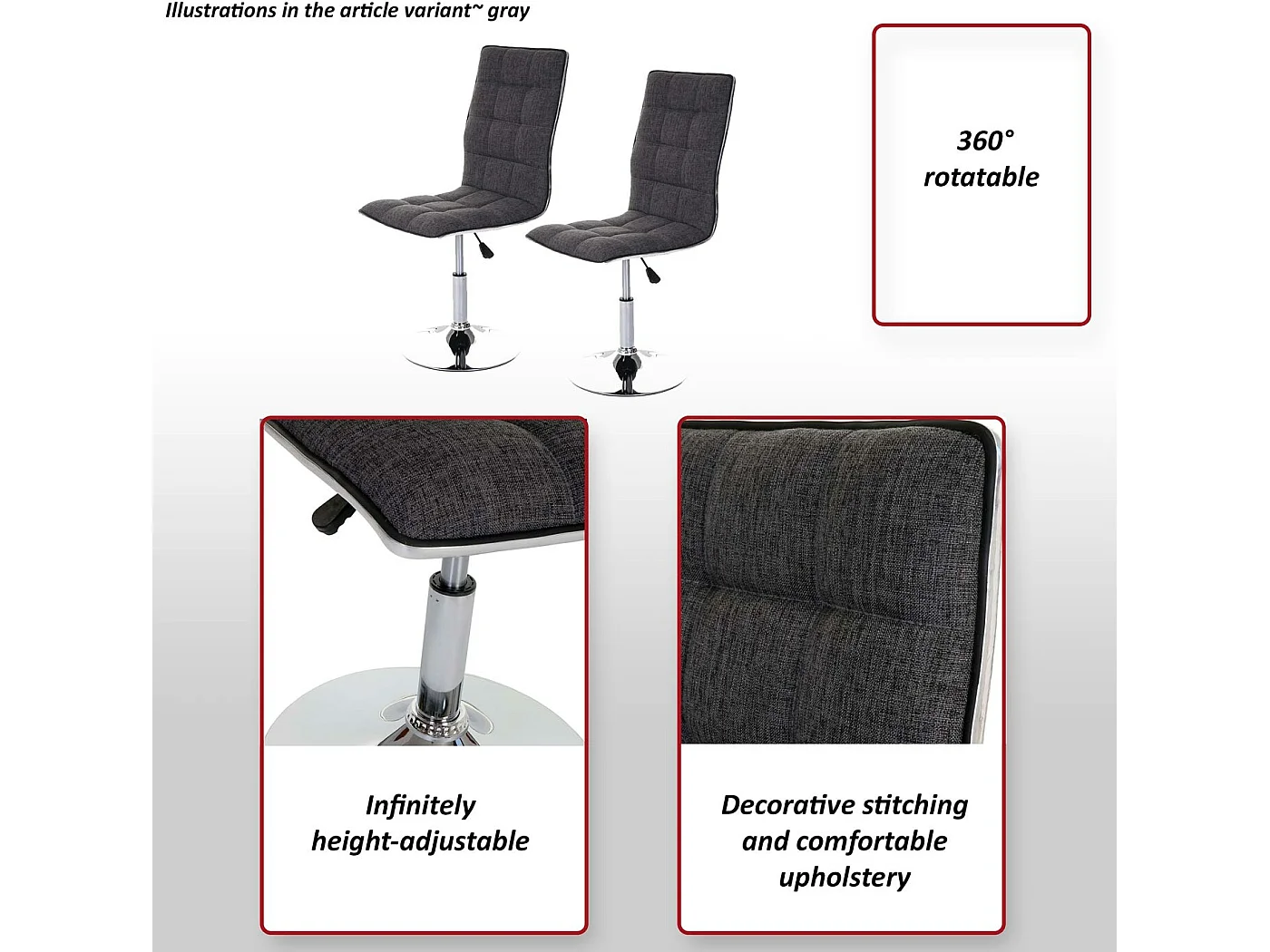 Cadeira de sala de jantar MCW-C41 (conjunto de 2),  creme-cinza