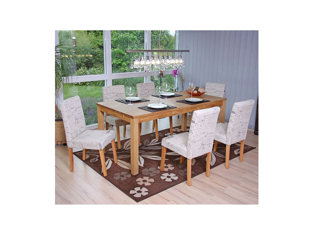 Chaise de salle à manger Littau (lot de 6),  tissu words fabric, pieds clairs