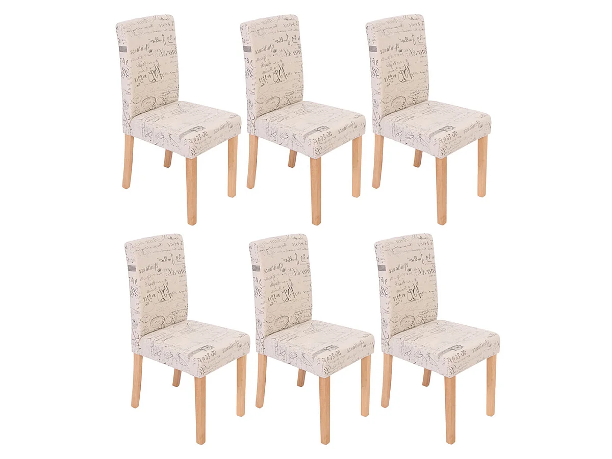 Chaise de salle à manger Littau (lot de 6),  tissu words fabric, pieds clairs