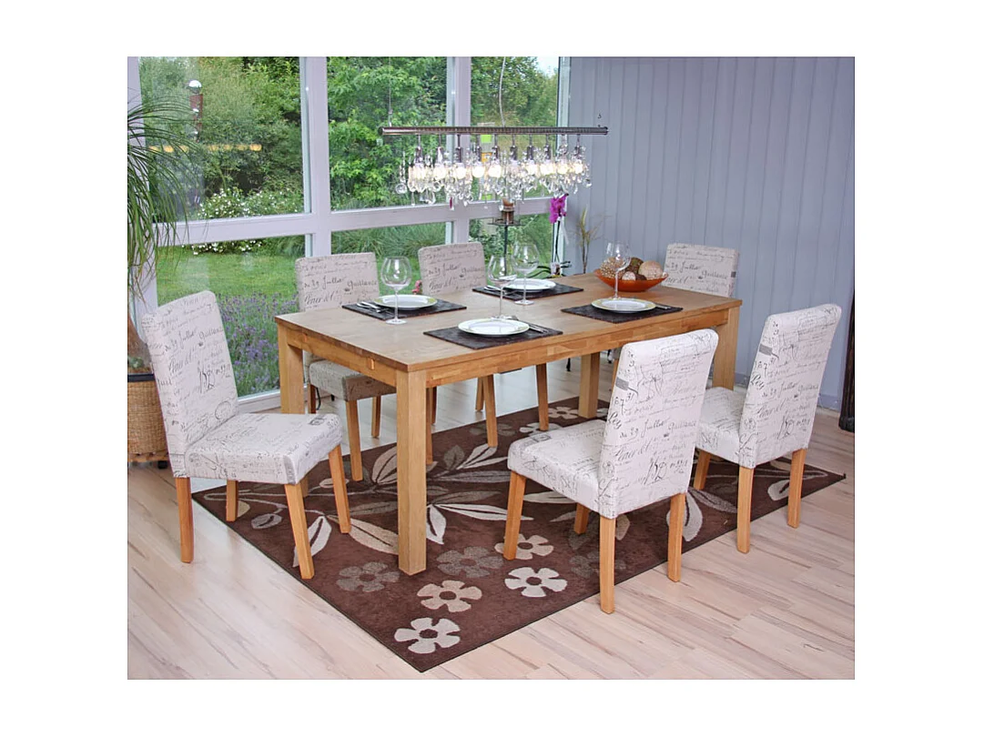 Chaise de salle à manger Littau (lot de 6),  tissu words fabric, pieds clairs