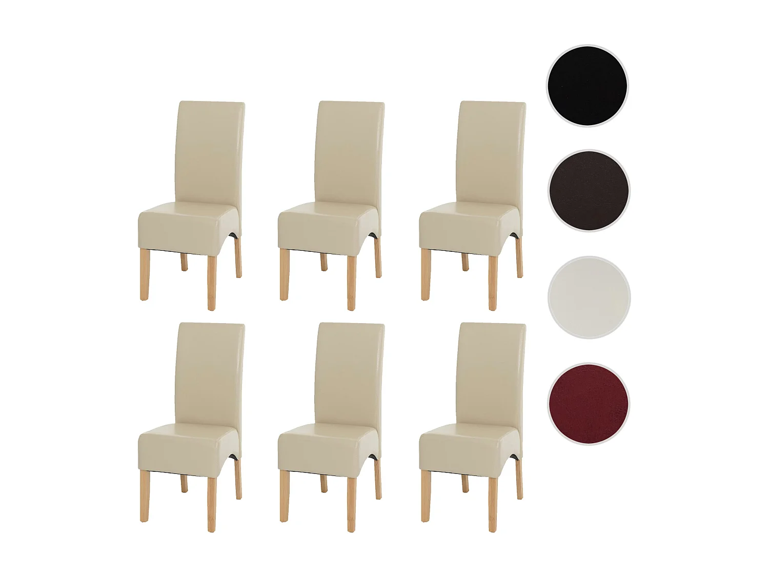 Esszimmerstuhl Crotone (6er-Set), Creme, helle Beine