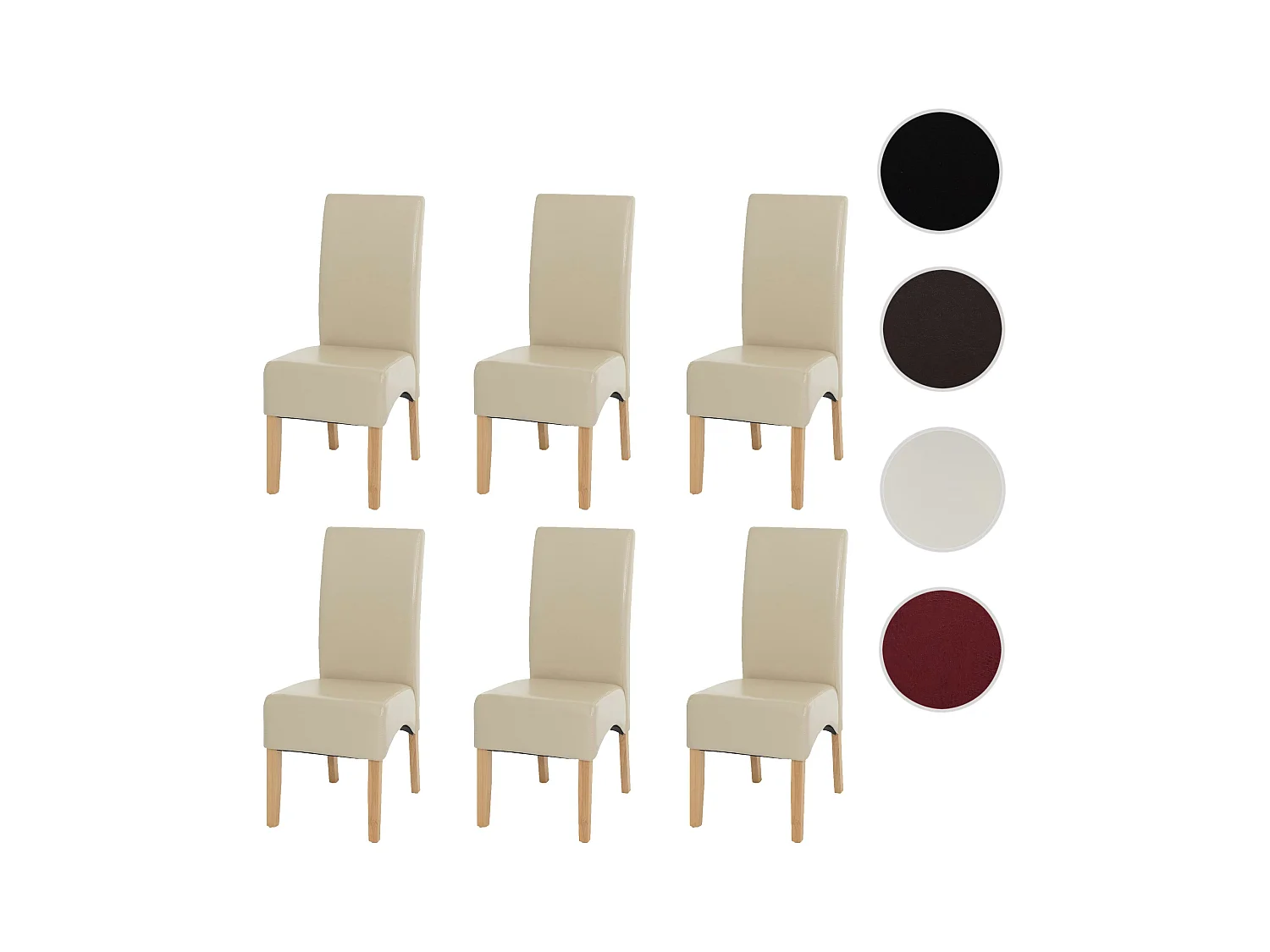 Krzesło do jadalni Crotone (zestaw 6 sztuk),  kremowy, jasne nogi