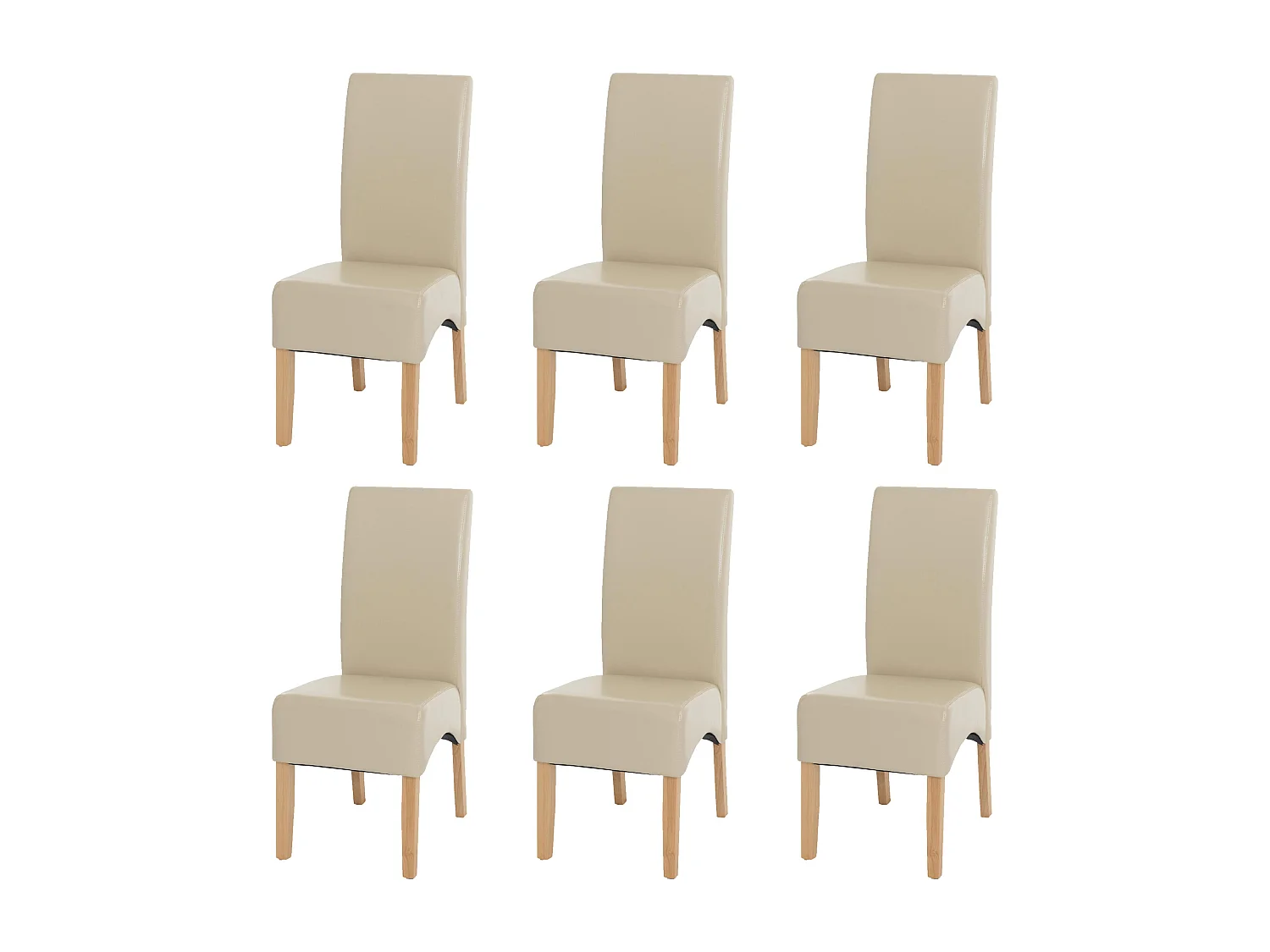 Eetkamerstoel Crotone (set van 6),  crème, lichtgekleurde poten