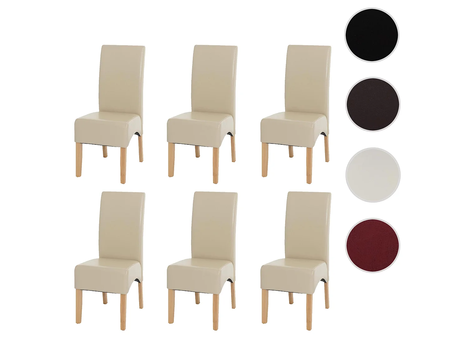 Eetkamerstoel Crotone (set van 6),  crème, lichtgekleurde poten