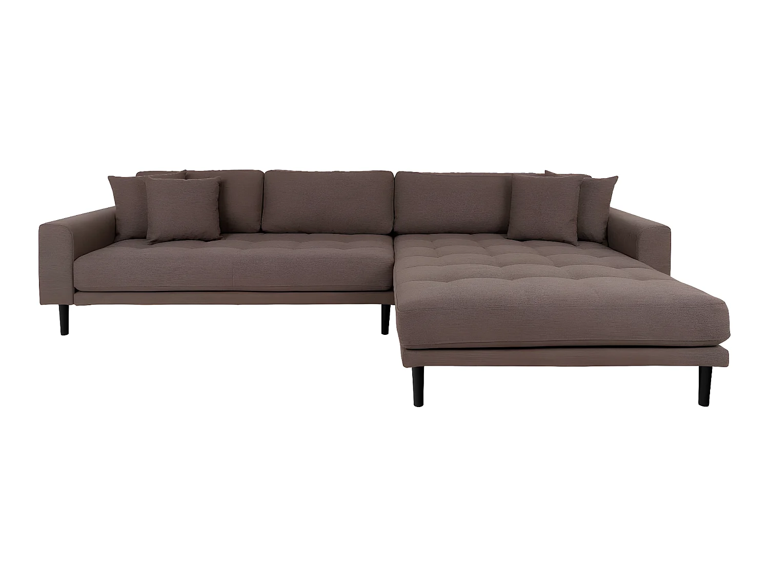 Lido canapé , loungesofa tourné vers la droite avec 4 coussins marron.