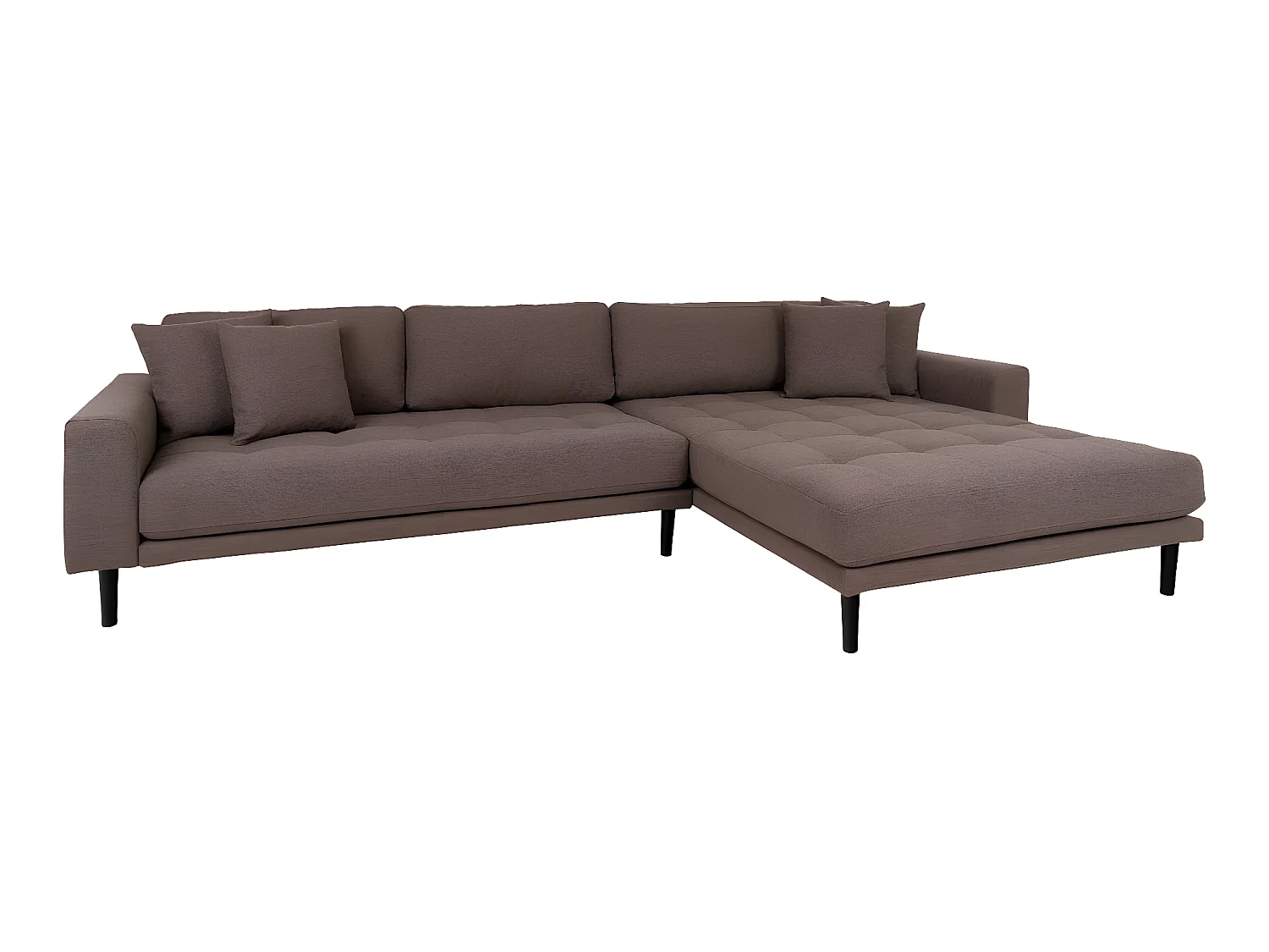 Lido canapé , loungesofa tourné vers la droite avec 4 coussins marron.