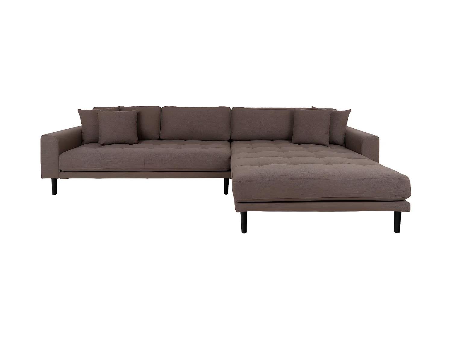 Lido canapé , loungesofa tourné vers la droite avec 4 coussins marron.