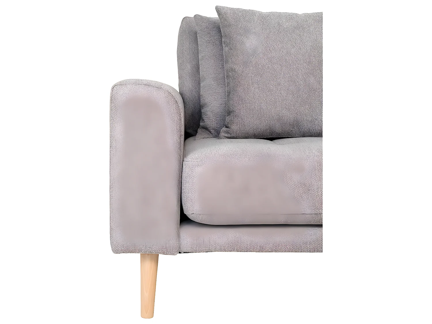 Lido canapé , loungesofa tourné vers la droite avec 4 coussins gris clair.