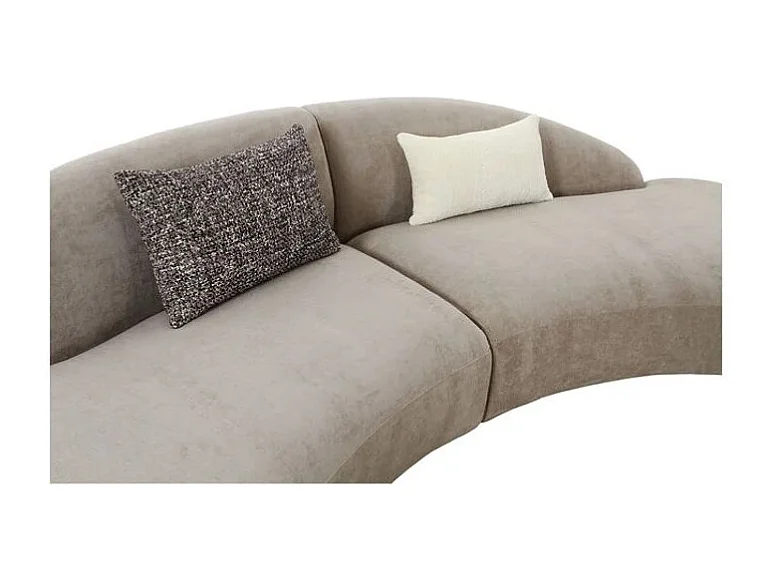 Canapé d’angle 3 places VENICE – Tissu chenille beige & 2 coussins inclus