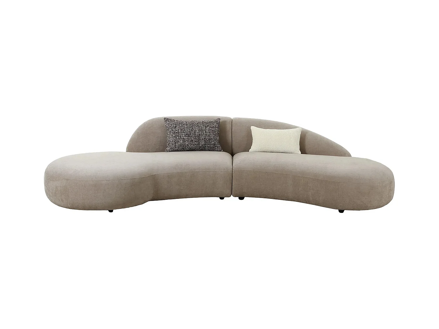 Canapé d’angle 3 places VENICE – Tissu chenille beige & 2 coussins inclus