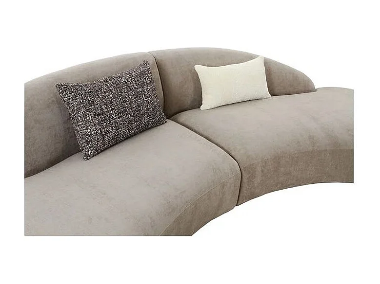 Canapé d’angle 3 places VENICE – Tissu chenille beige & 2 coussins inclus