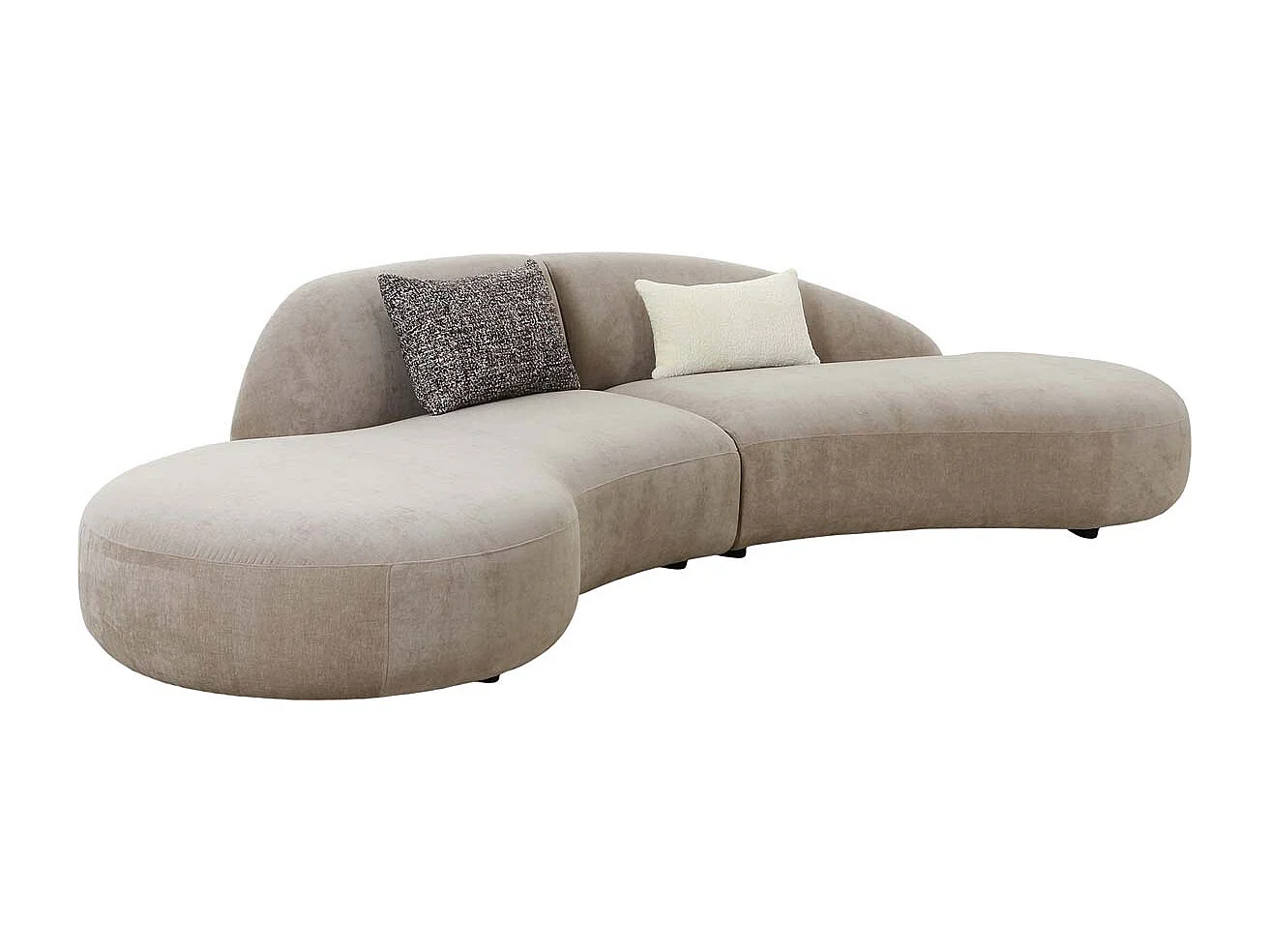 Sofá esquinero VENICE de 3 plazas – Tejido de chenilla beige y 2 cojines incluidos