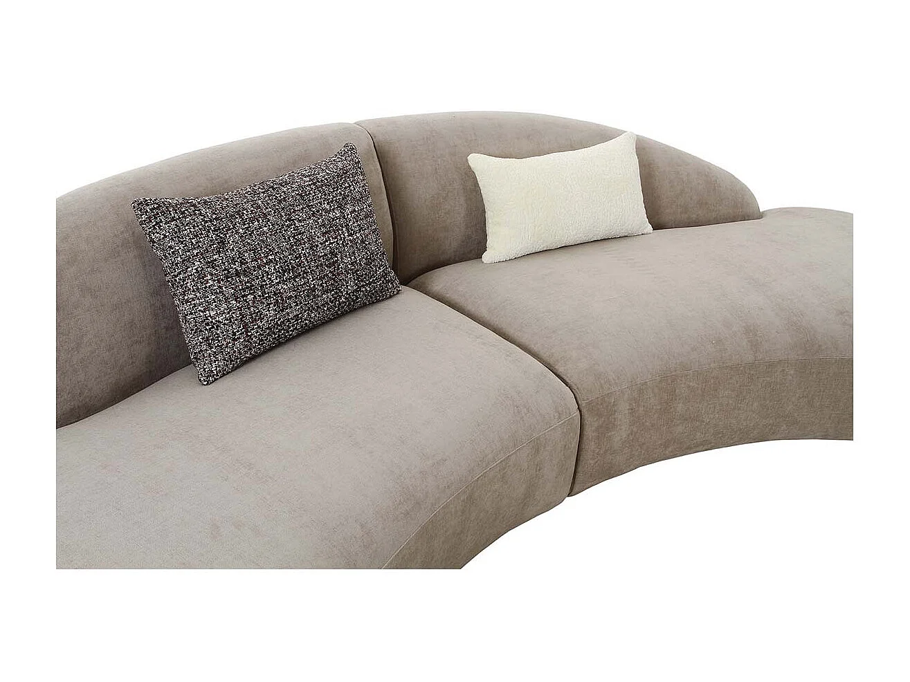Sofá esquinero VENICE de 3 plazas – Tejido de chenilla beige y 2 cojines incluidos