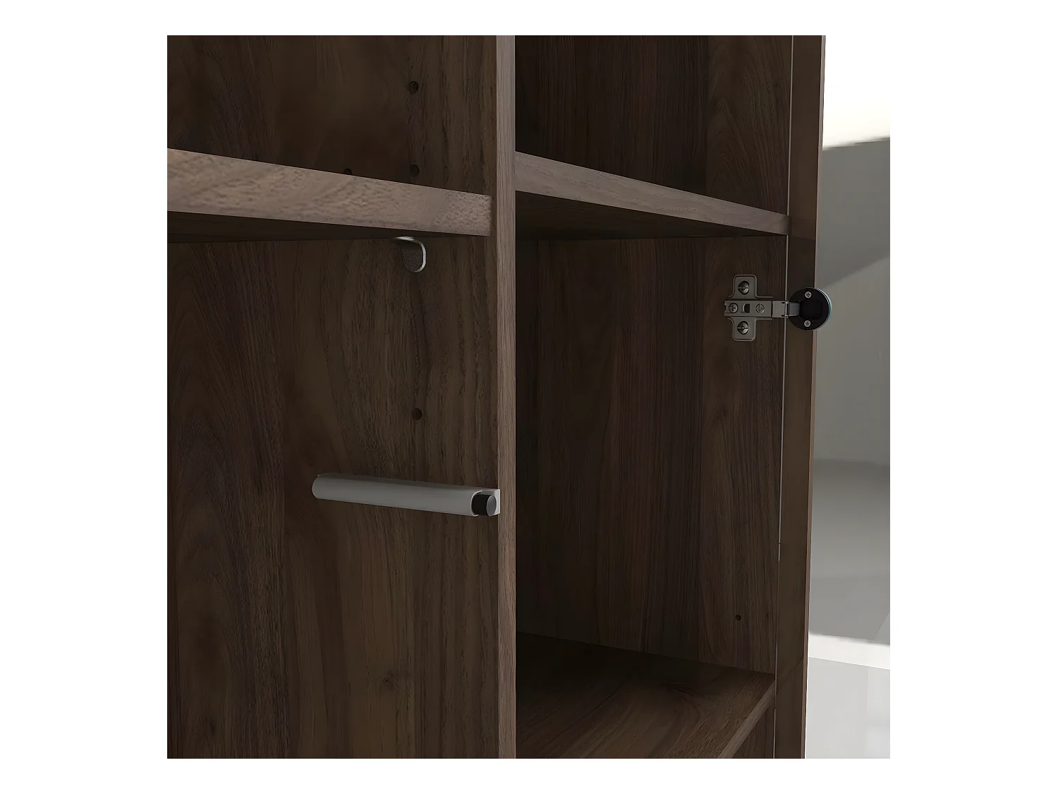 Elly Vitrine avec 1 porte, 1 porte vitrée et 2 tiroirs marron,blanc,gris.