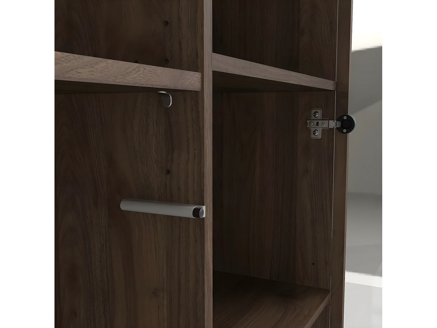 Elly Vitrine avec 1 porte, 1 porte vitrée et 2 tiroirs marron,blanc,gris.