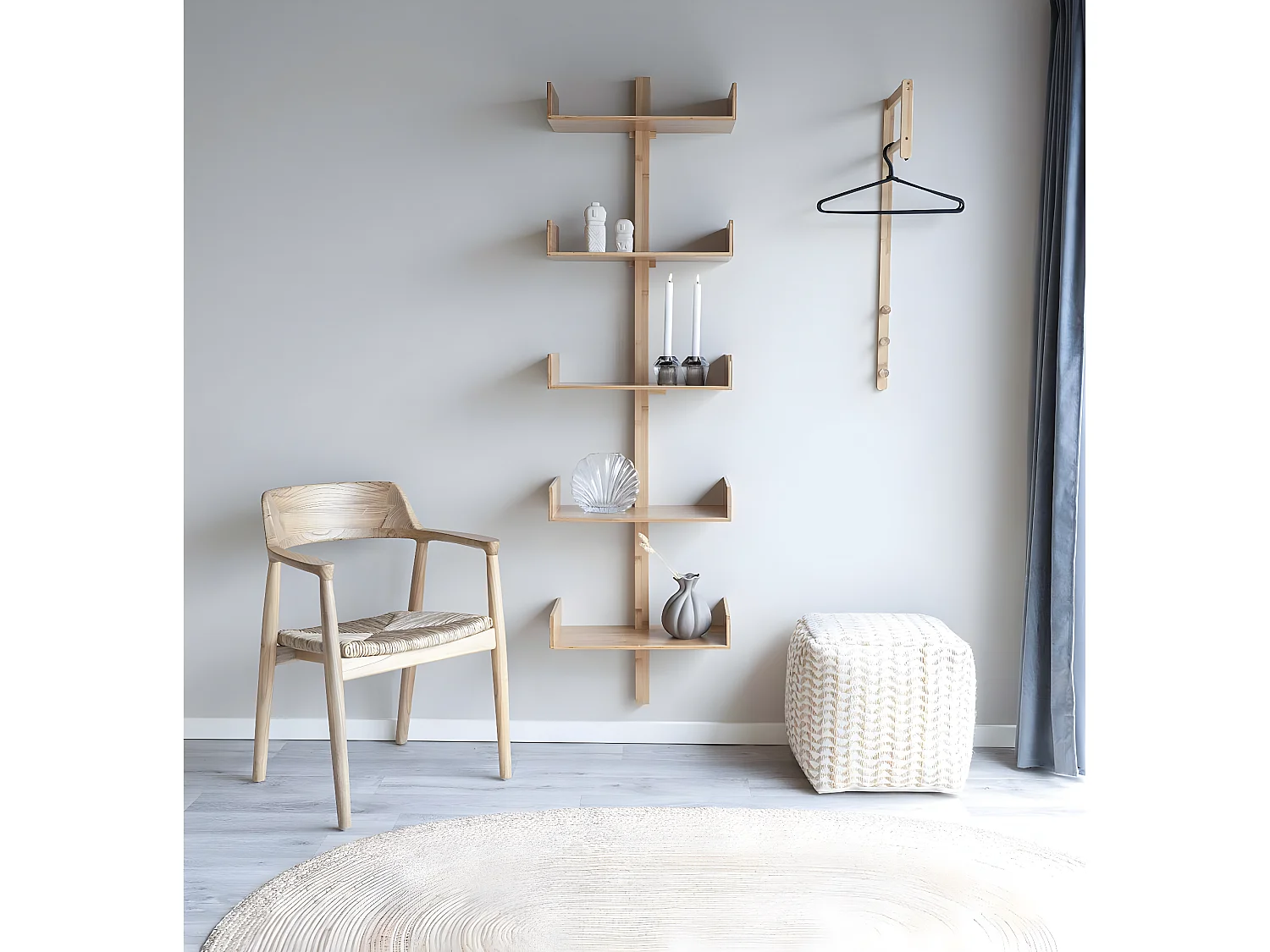 Villa wandkast wandplank 50x180cm naturel.