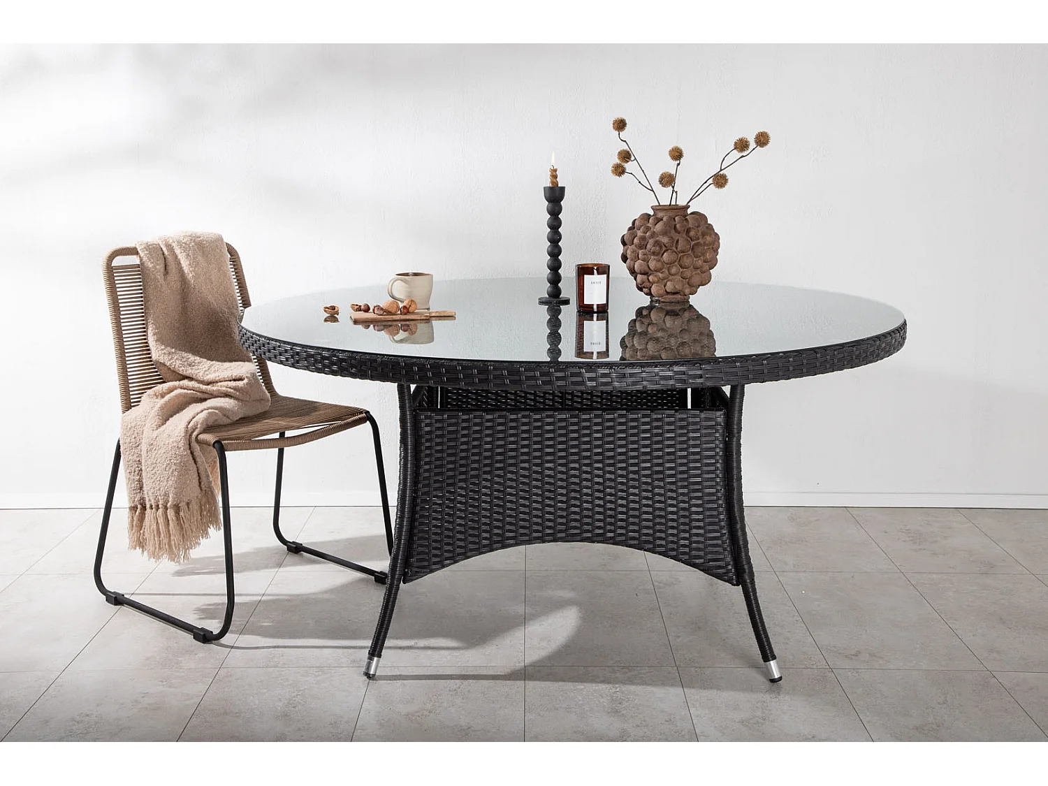 Table de Jardin Ronde "Volta" 150cm Noir