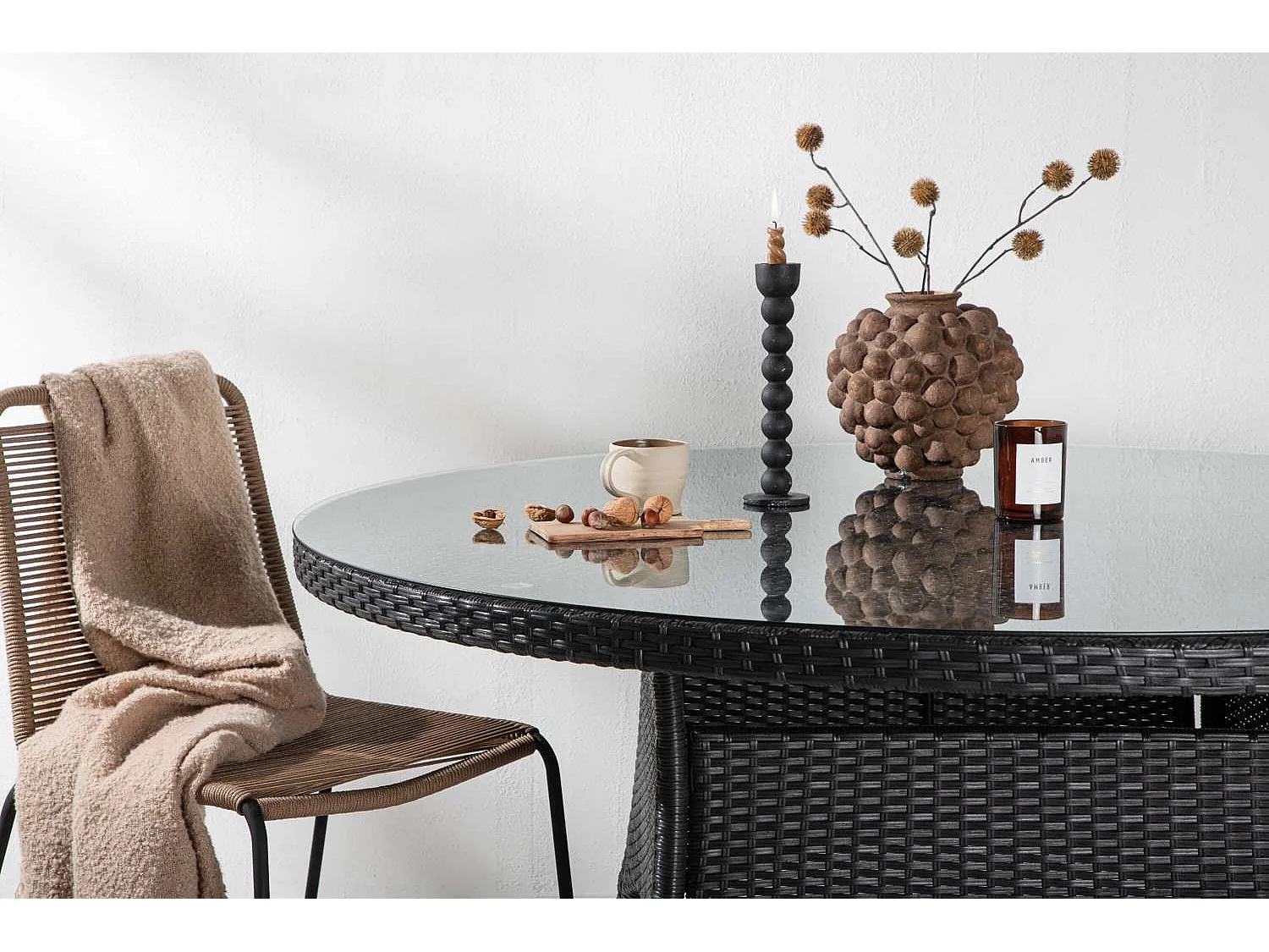 Table de Jardin Ronde "Volta" 150cm Noir