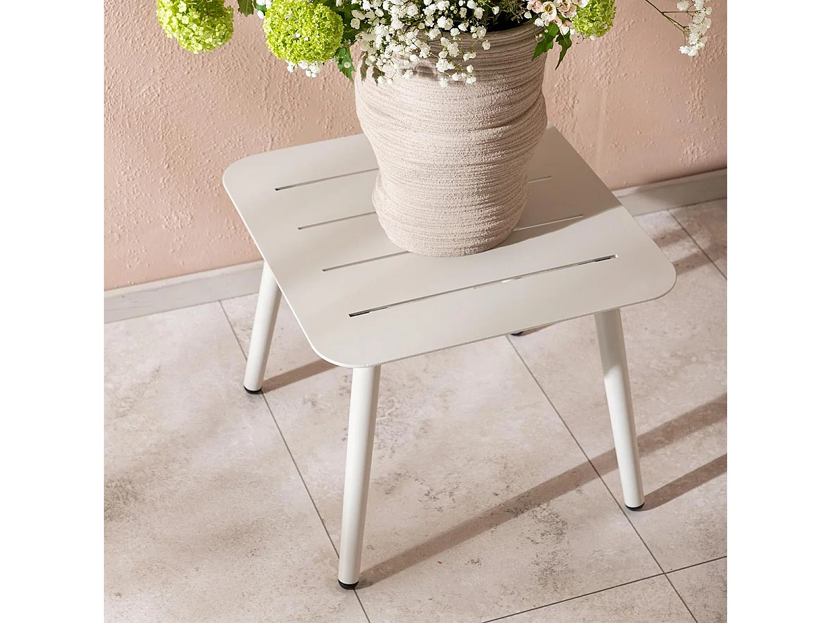 Table d'Appoint de Jardin Carrée "Lina" 40cm Beige