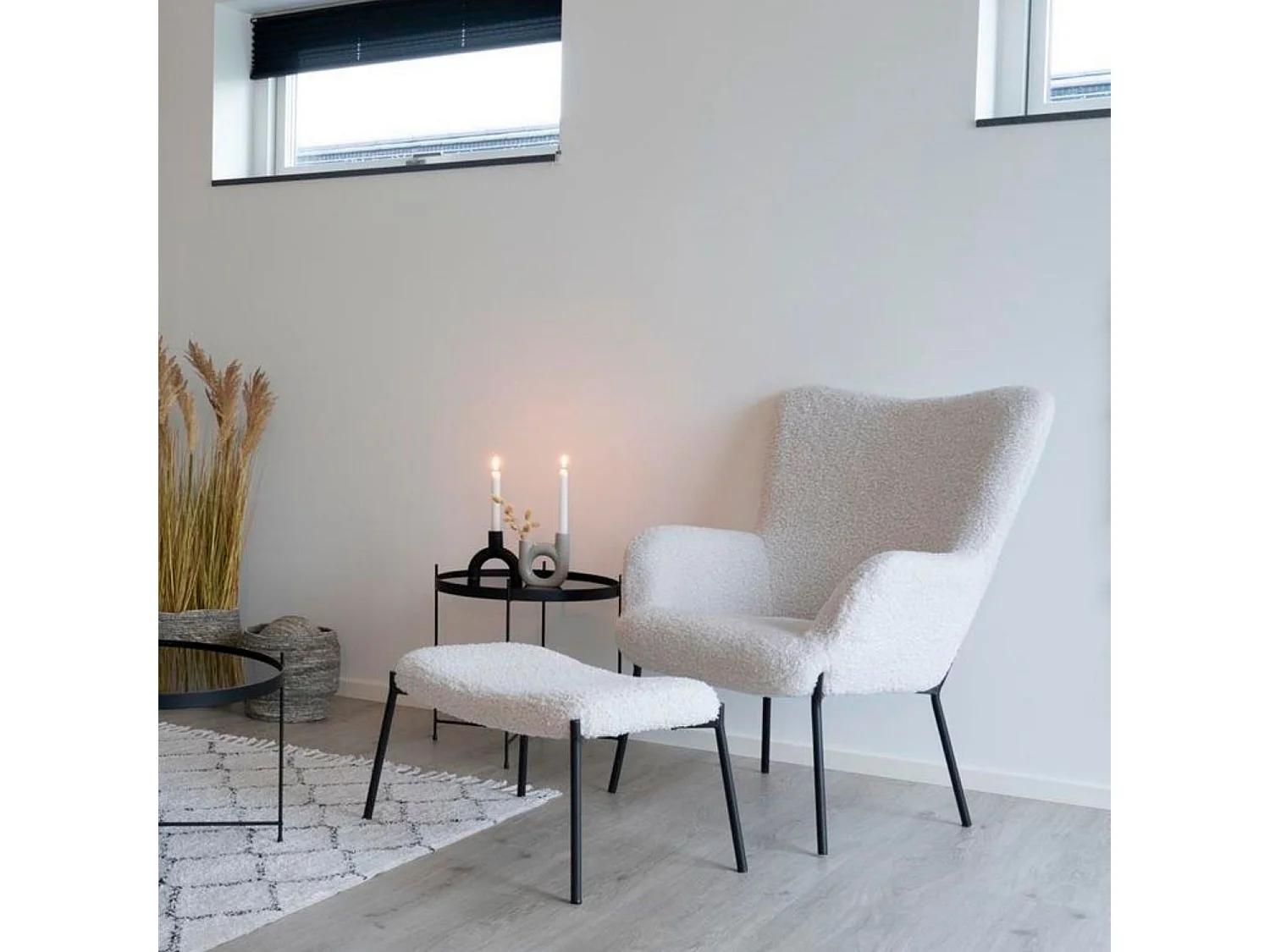 Glasgow fauteuil bouclé wit.