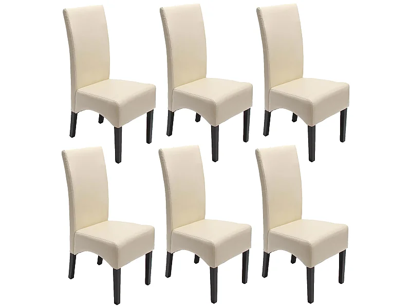 Silla de comedor Crotone (set de 6),  crema, patas oscuras