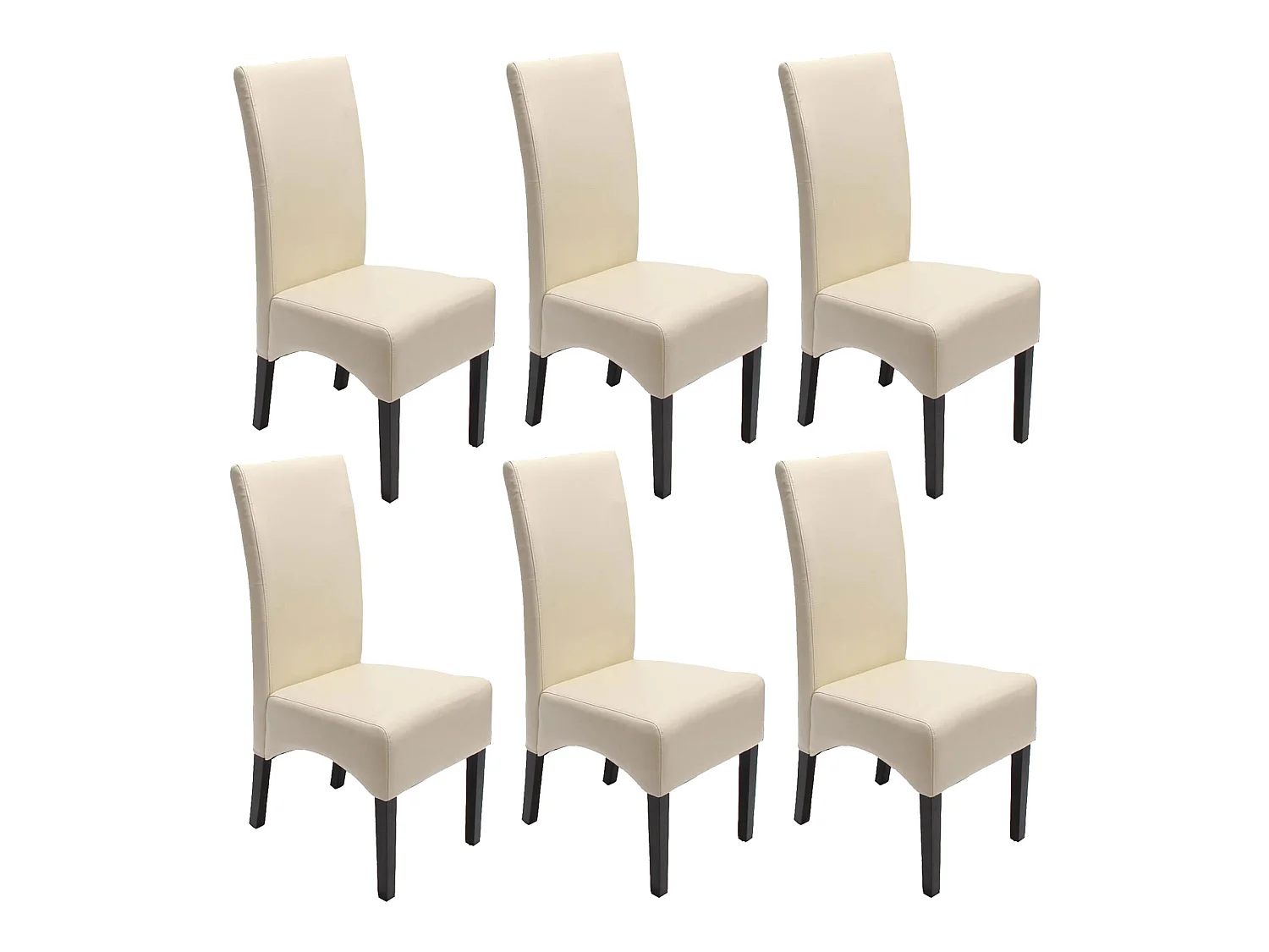 Chaise de salle à manger Crotone (lot de 6),  couleur crème, pieds foncés
