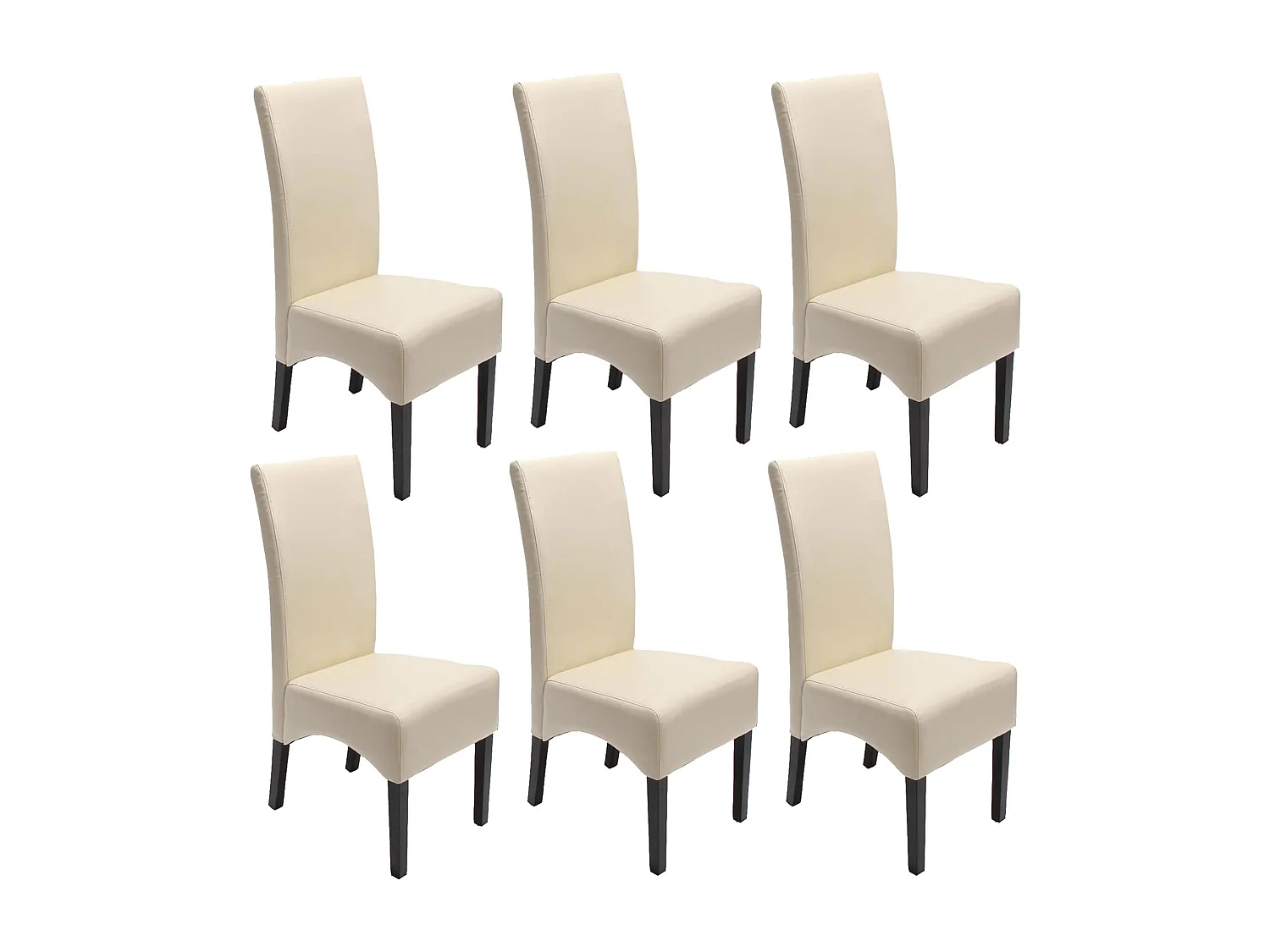 Chaise de salle à manger Crotone (lot de 6),  couleur crème, pieds foncés