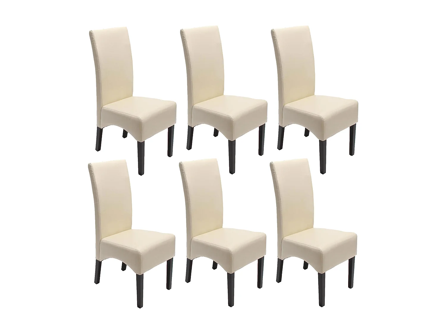 Krzesła do jadalni Crotone (zestaw 6 sztuk),  kremowy, ciemne nogi