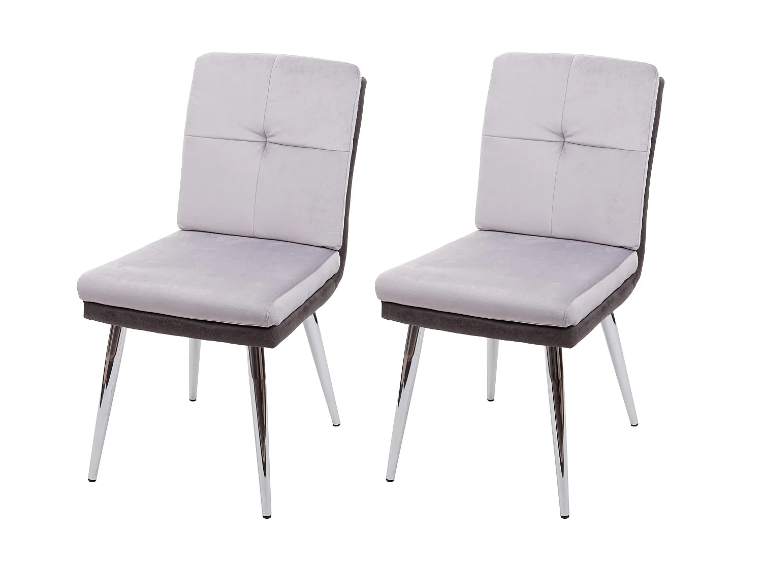 Set 2x sedie lounge sala pranzo moderno MCW-G48 velluto ecopelle grigio