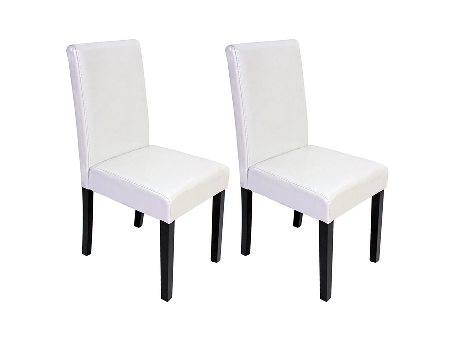Chaise de salle à manger Littau (lot de 2),  cuir reconstitué blanc, pieds foncés