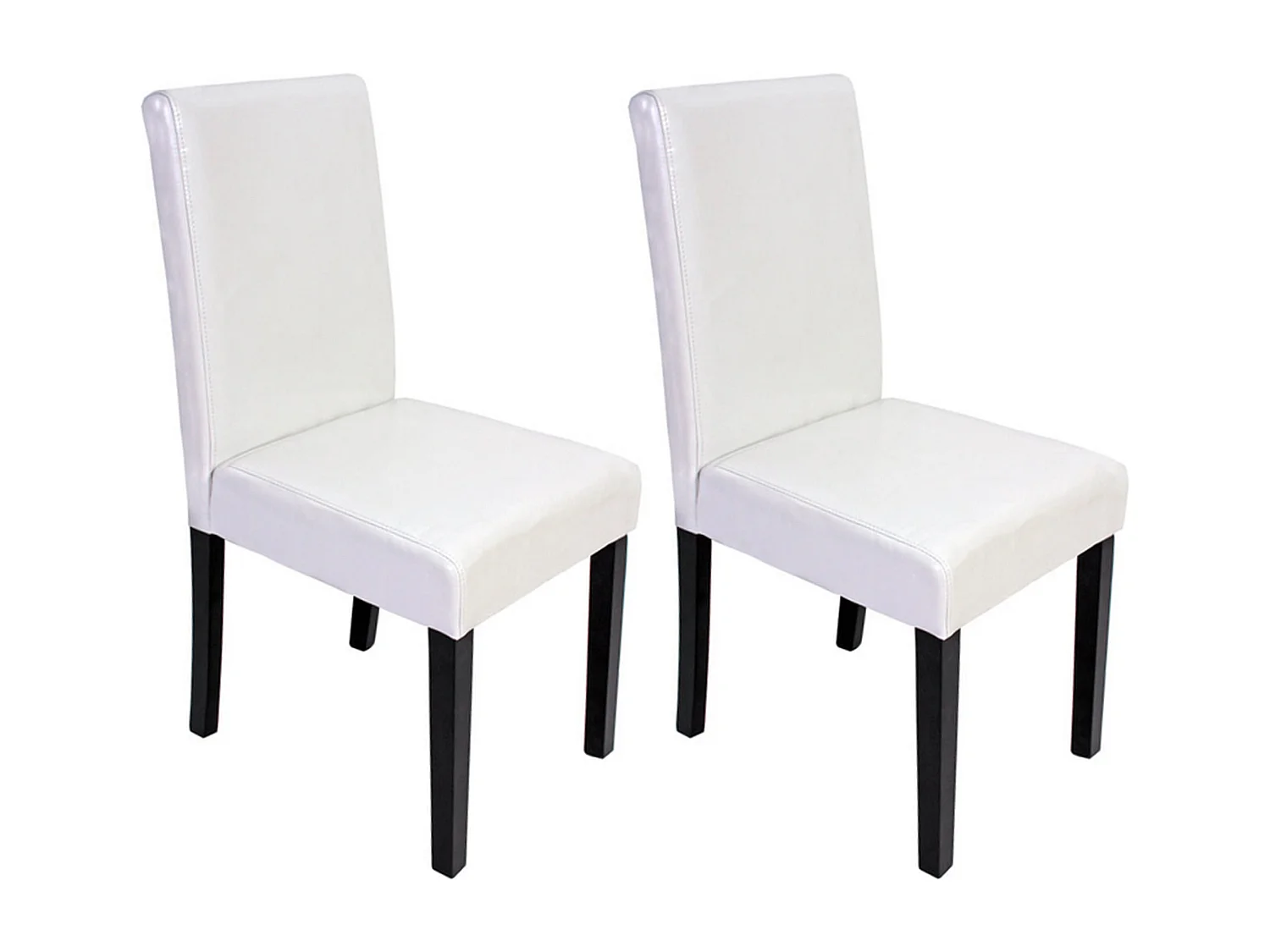 Chaise de salle à manger Littau (lot de 2),  cuir reconstitué blanc, pieds foncés