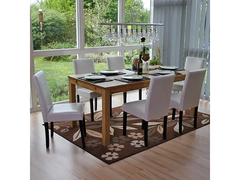 Chaise de salle à manger Littau (lot de 2),  cuir reconstitué blanc, pieds foncés