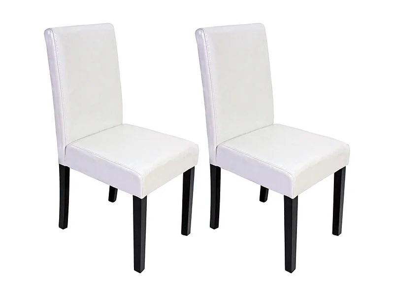 Chaise de salle à manger Littau (lot de 2),  cuir reconstitué blanc, pieds foncés