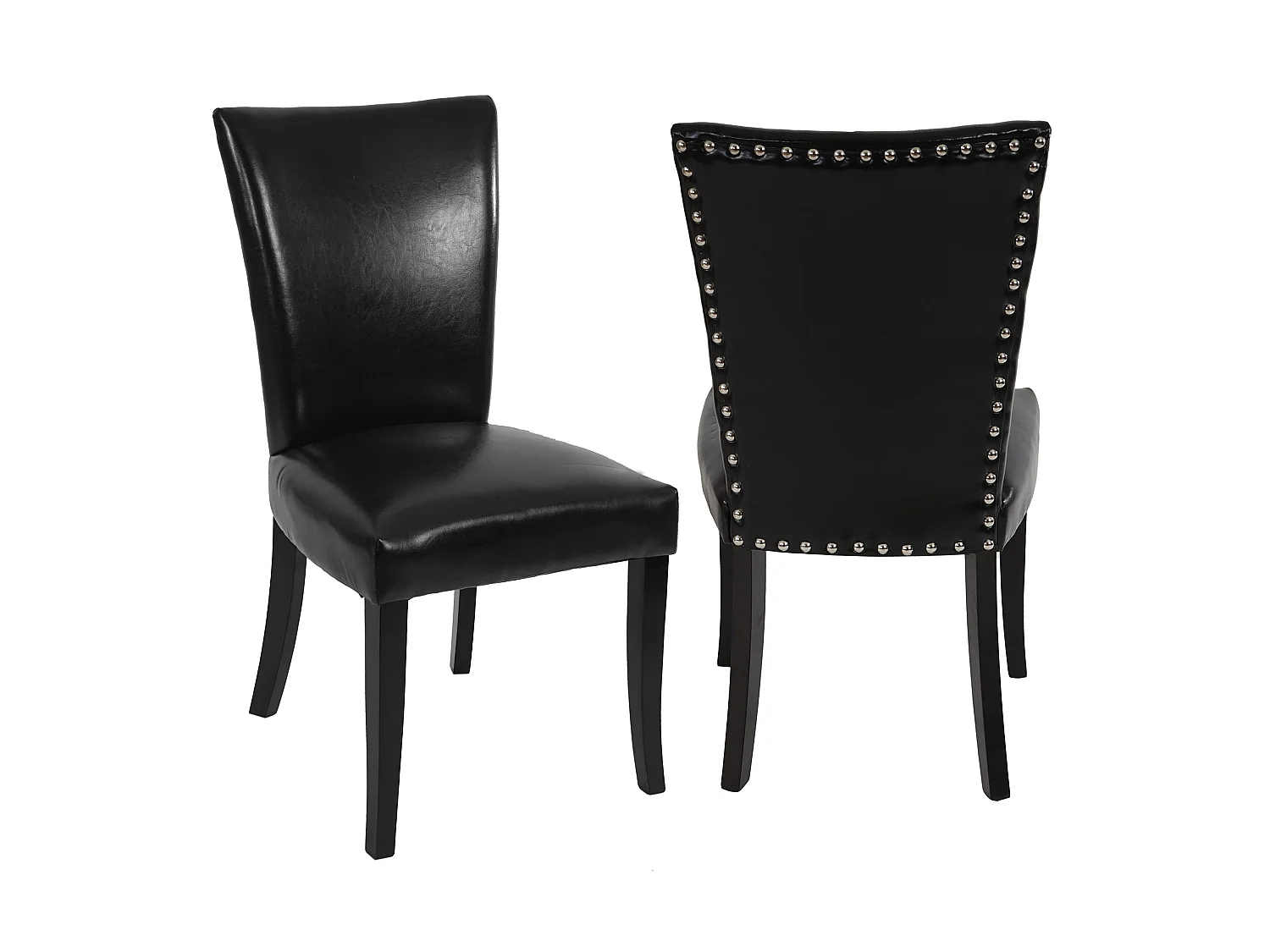 Chaise de salle à manger Edinburgh (lot de 2),  similicuir noir, pieds foncés