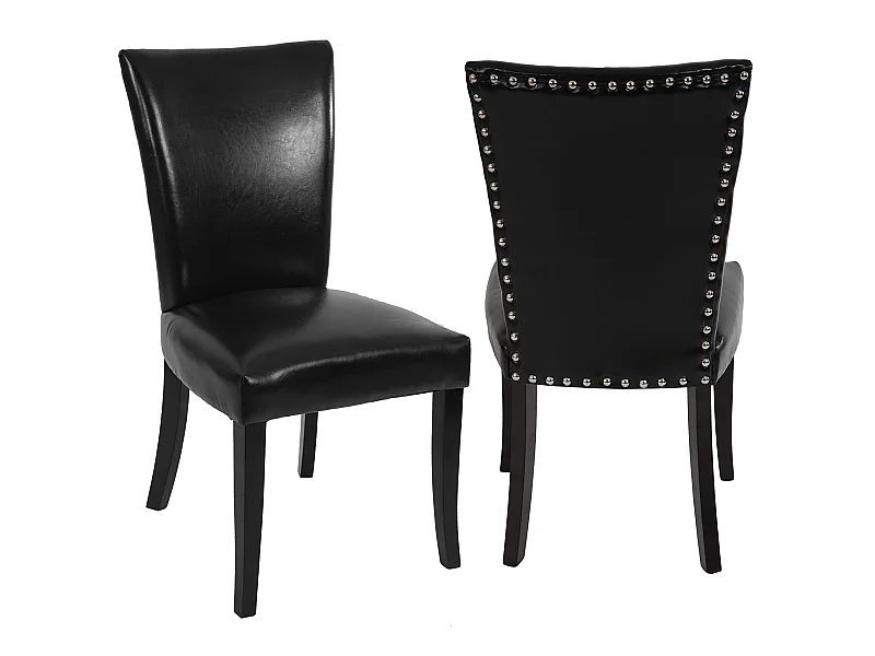 Chaise de salle à manger Edinburgh (lot de 2),  similicuir noir, pieds foncés