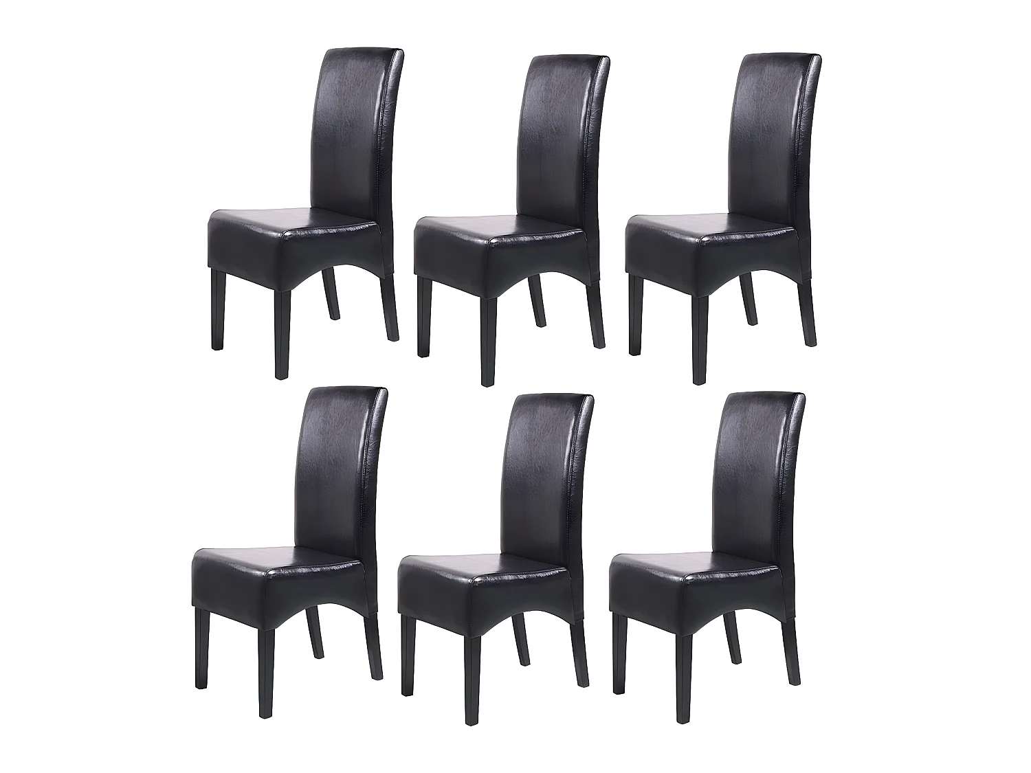 Chaise de salle à manger Crotone (lot de 6),  noir, pieds foncés