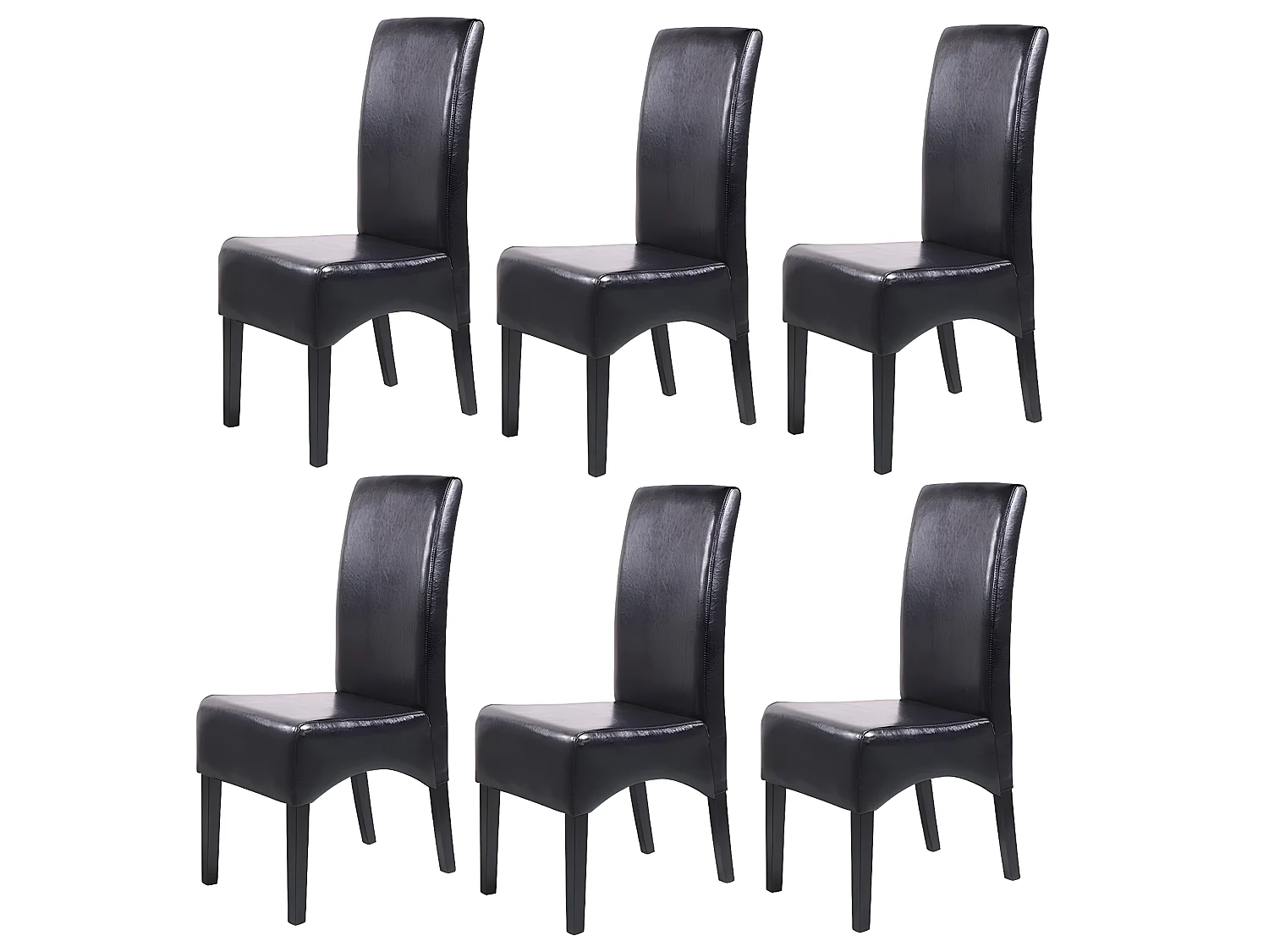 Chaise de salle à manger Crotone (lot de 6),  noir, pieds foncés